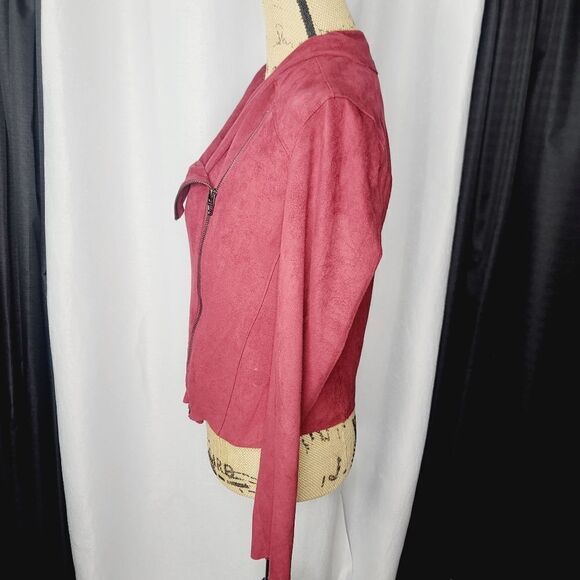 Blank NYC Drape Front Faux Suede Jacket in Red Vegan - Picture 4 of 15